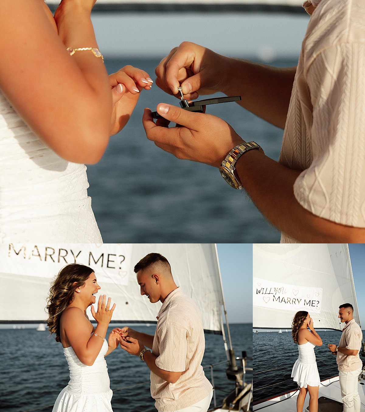 Couple get engaged on a sailboat by by Tampa wedding photographer