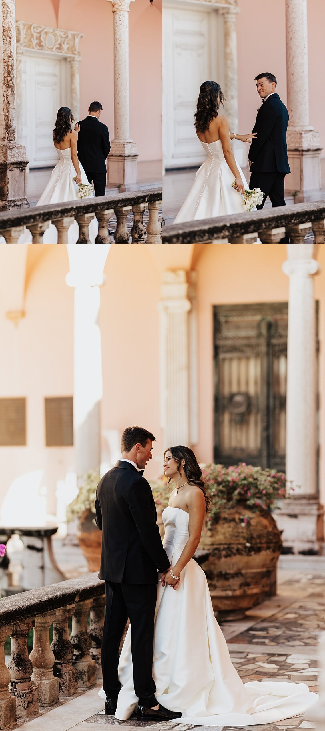 Man sees woman for the first time before wedding ceremony at The Ringling Museum