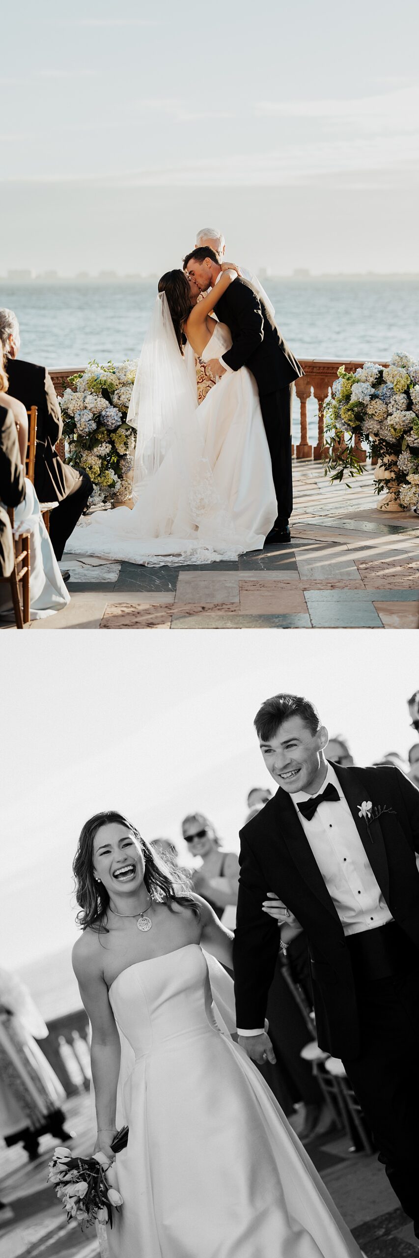 Husband and wife kiss at the end of their ceremony by Kayla Longstreet Photography