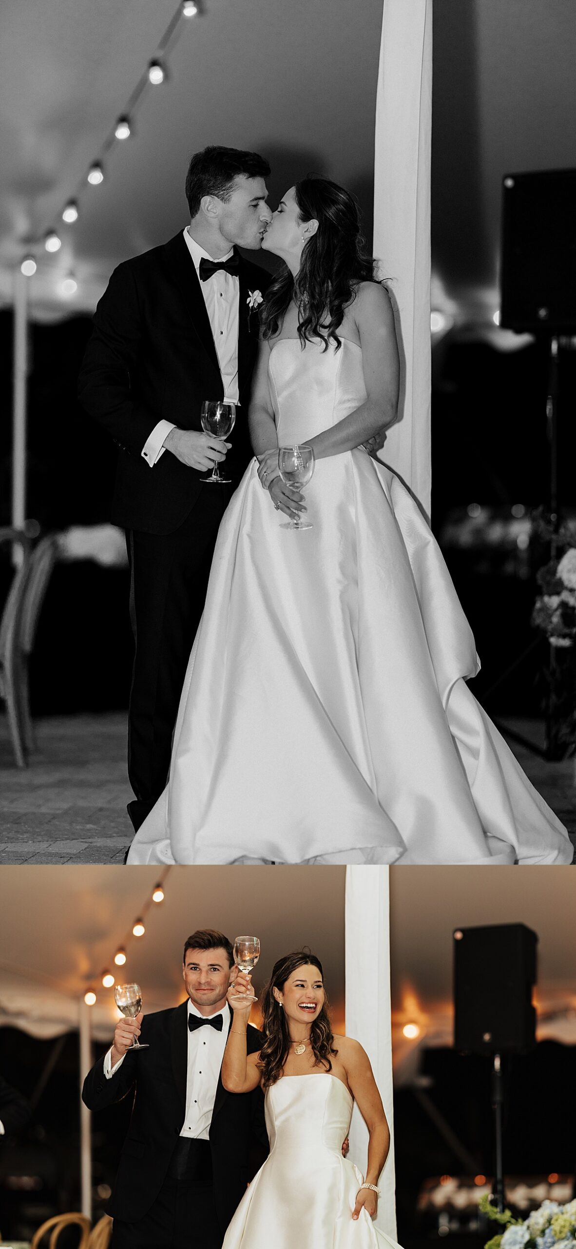 Couple raises a glass to toast by Florida wedding photographer