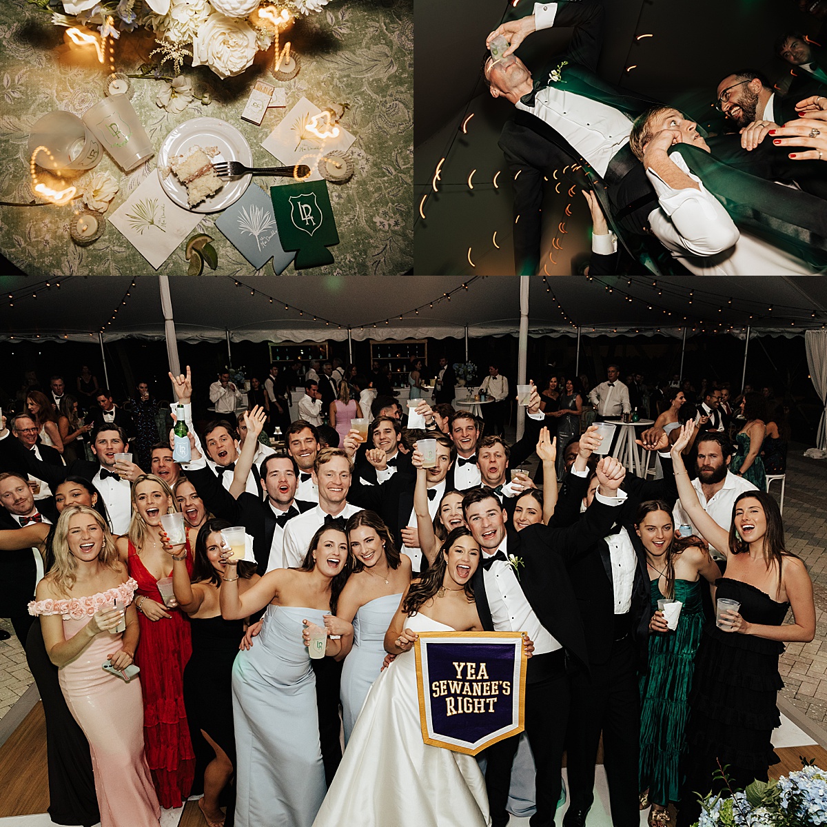 Man sits atop another mans shoulders and drinks a cocktail at The Ringling Museum